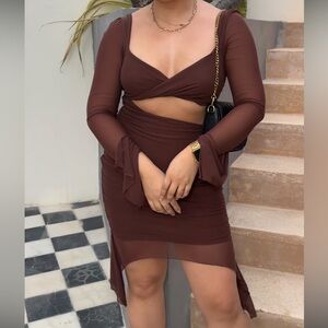 Brown Mesh Dress